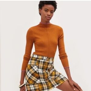 Anthropologie Maeve Plaid A-Line Skirt in Yellow and Black